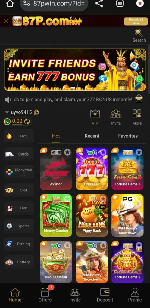 87P game lobby image